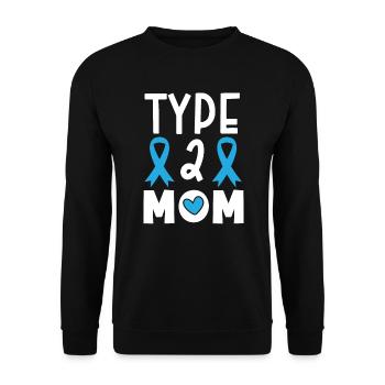 Type 2 Mom T2D Supporter Diabetes Awareness - Unisex Sweatshirt - black - Front - Alina (178cm) & Michal (187cm)