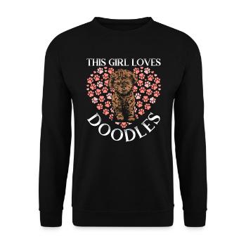 This Girl Loves Doodles Goldendoodle Dog Owner - Unisex Sweatshirt - black - Front - Alina (178cm) & Michal (187cm)