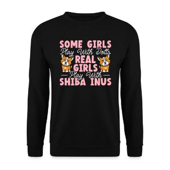 Shiba Inu Japonais Chien Amoureux Puppy Paw Love - Sweat-shirt Unisexe - noir - Devant - Alina (178cm) & Michal (187cm)