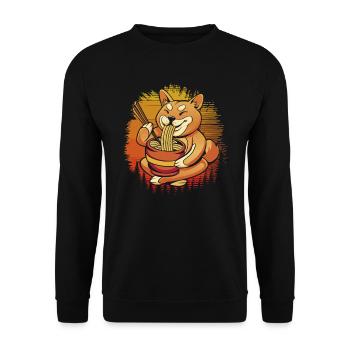 Shiba Inu Dog Lover Puppy Paw Love Ramen Noodles - Sweat-shirt Unisexe - noir - Devant - Alina (178cm) & Michal (187cm)