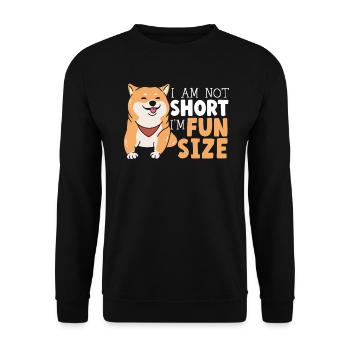 Ich bin nicht klein Ich bin lustig Größe Shiba Inu Japanischer Hund - Unisex Pullover - Schwarz - Vorne - Alina (178cm) & Michal (187cm)