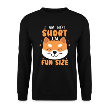 Ich bin nicht klein Ich bin lustig Größe Shiba Inu Japanischer Hund - Unisex Pullover - Schwarz - Vorne - Alina (178cm) & Michal (187cm)
