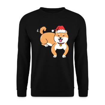Shiba Inu Japanischer Hund Liebhaber Welpen Pfote Weihnachten - Unisex Pullover - Schwarz - Vorne - Alina (178cm) & Michal (187cm)