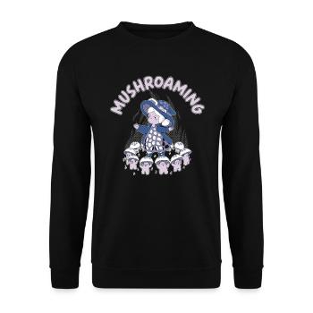 Mushroaming Champignon Mycologie Chasse aux morilles - Sweat-shirt Unisexe - noir - Devant - Alina (178cm) & Michal (187cm)