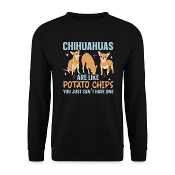 Chihuahua sind wie Kartoffelchips Hundeliebhaber - Unisex Pullover - Schwarz - Vorne - Alina (178cm) & Michal (187cm)