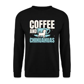 Kaffee und Chihuahuas Koffein Liebhaber Hundebesitzer - Unisex Pullover - Schwarz - Vorne - Alina (178cm) & Michal (187cm)