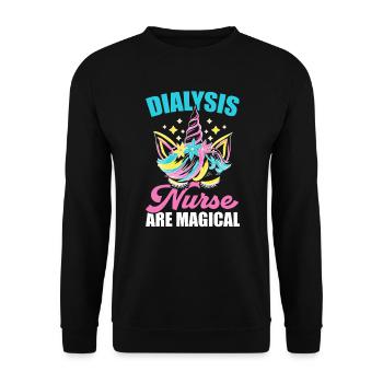 Dialysekrankenschwester sind magische Nierenerkrankung Einhorn - Unisex Pullover - Schwarz - Vorne - Alina (178cm) & Michal (187cm)