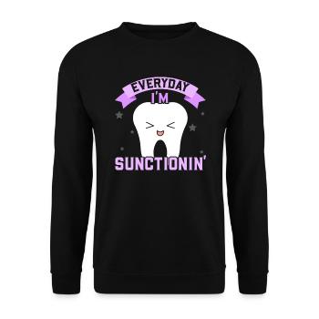 Chaque jour, j’aspire la dentisterie du futur dentiste - Sweat-shirt Unisexe - noir - Devant - Alina (178cm) & Michal (187cm)