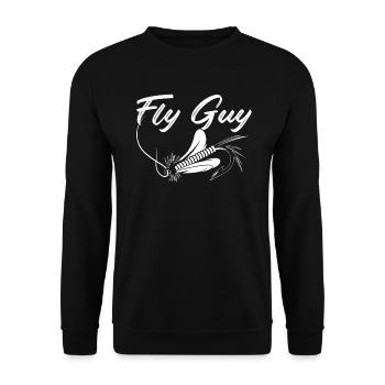 Fly Guy Fliegenfischen Fischer Fischfänger Fischer - Unisex Pullover - Schwarz - Vorne - Alina (178cm) & Michal (187cm)