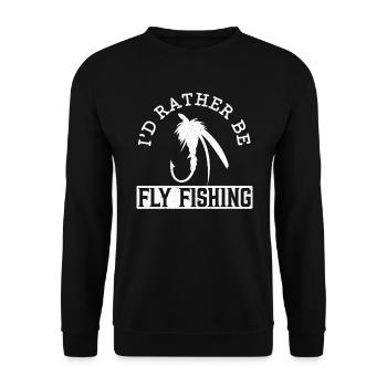 Ich wäre lieber Fliegenfischen Fischfänger Fischer - Unisex Pullover - Schwarz - Vorne - Alina (178cm) & Michal (187cm)