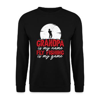 Grandpa Is My Name Fly Fishing Is My Game Fisher - Unisex Sweatshirt - black - Front - Alina (178cm) & Michal (187cm)