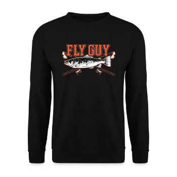 Fly Guy Fliegenfischen Fischer Fischfänger Fischer - Unisex Pullover - Schwarz - Vorne - Alina (178cm) & Michal (187cm)