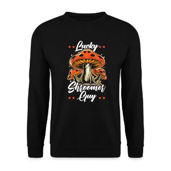 Lucky Shroomer Guy Pilzmykologie Morcheljagd - Unisex Pullover - Schwarz - Vorne - Alina (178cm) & Michal (187cm)