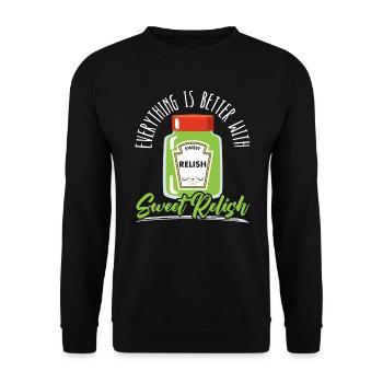 Tout est mieux avec le condiment Sweet Relish - Sweat-shirt Unisexe - noir - Devant - Alina (178cm) & Michal (187cm)