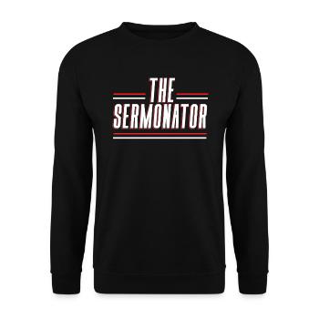 Sermonator Pastor Preacher Christian Believer - Unisex Sweatshirt - black - Front - Alina (178cm) & Michal (187cm)
