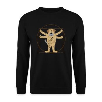 Vitruvian Mops-Besitzer-Hundeliebhaber-Welpen-Tatzen-Liebe - Unisex Pullover - Schwarz - Vorne - Alina (178cm) & Michal (187cm)