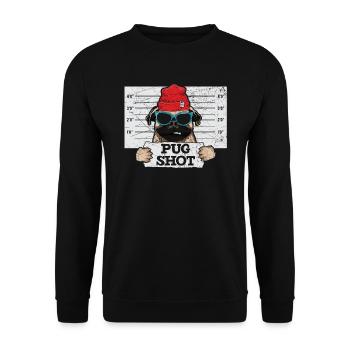 Mops Shot Mops Besitzer Hund Lover Welpe Pfote Liebe - Unisex Pullover - Schwarz - Vorne - Alina (178cm) & Michal (187cm)