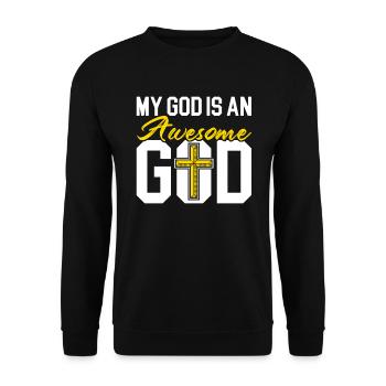 Mon Dieu est un Dieu Génial Pasteur Chrétien - Sweat-shirt Unisexe - noir - Devant - Alina (178cm) & Michal (187cm)