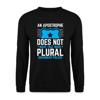 Grammaire Police Anglais Professeur d’écriture Apostrophe - Sweat-shirt Unisexe - noir - Devant - Alina (178cm) & Michal (187cm)