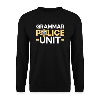 Grammar Police Unit English Writing Teacher - Unisex Sweatshirt - black - Front - Alina (178cm) & Michal (187cm)
