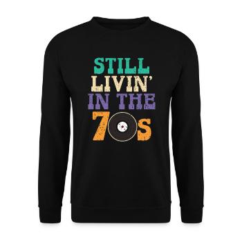 Still Livin' In The 70's 1970 Vintage Party 1970s - Sweat-shirt Unisexe - noir - Devant - Alina (178cm) & Michal (187cm)