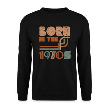 Né dans le millésime des années soixante-dix des années 1970 - Sweat-shirt Unisexe - noir - Devant - Alina (178cm) & Michal (187cm)