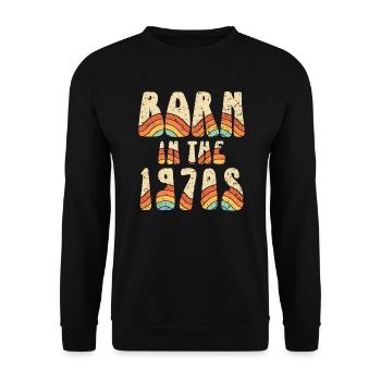 Né dans le millésime des années soixante-dix des années 1970 - Sweat-shirt Unisexe - noir - Devant - Alina (178cm) & Michal (187cm)