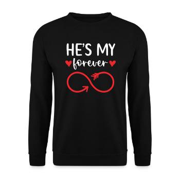 Er ist meine Ehe zum ewigen Hochzeitstag - Unisex Pullover - Schwarz - Vorne - Alina (178cm) & Michal (187cm)