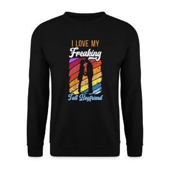 Ich liebe meine verdammt große Freundin Freundin - Unisex Pullover - Schwarz - Vorne - Alina (178cm) & Michal (187cm)