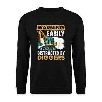 Facilement distrait par le véhicule d'excavatrice de creuseurs - Sweat-shirt Unisexe - noir - Devant - Alina (178cm) & Michal (187cm)