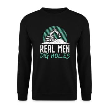 De vrais hommes creusent des trous Pelle Construction Digger - Sweat-shirt Unisexe - noir - Devant - Alina (178cm) & Michal (187cm)