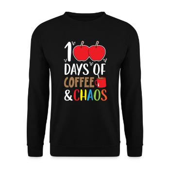 100 Days Of Coffee And Chaos 100 Days Of School - Unisex Sweatshirt - black - Front - Alina (178cm) & Michal (187cm)