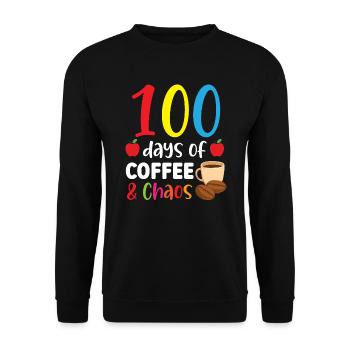 100 Days Of Coffee And Chaos 100 Days Of School - Unisex Sweatshirt - black - Front - Alina (178cm) & Michal (187cm)