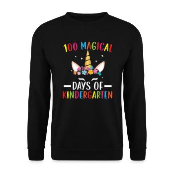 100 Magical Days Of Kindergarten Unicorn Lover - Unisex Sweatshirt - black - Front - Alina (178cm) & Michal (187cm)