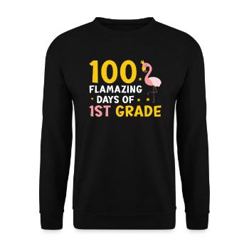 100 jours Flamazing d’élève de 1ère année Flamingo - Sweat-shirt Unisexe - noir - Devant - Alina (178cm) & Michal (187cm)