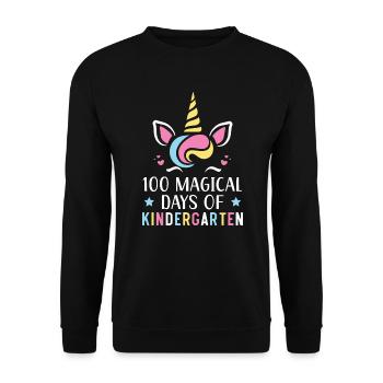 100 Magical Days Of Kindergarten Unicorn Lover - Unisex Sweatshirt - black - Front - Alina (178cm) & Michal (187cm)