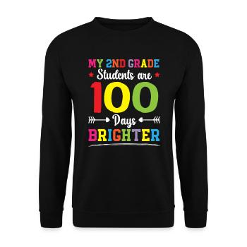 Joyeux professeur de 2e année du 100e jour d’école - Sweat-shirt Unisexe - noir - Devant - Alina (178cm) & Michal (187cm)