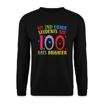Joyeux professeur de 2e année du 100e jour d’école - Sweat-shirt Unisexe - noir - Devant - Alina (178cm) & Michal (187cm)