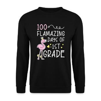 100 jours Flamazing d’élève de 1ère année Flamingo - Sweat-shirt Unisexe - noir - Devant - Alina (178cm) & Michal (187cm)