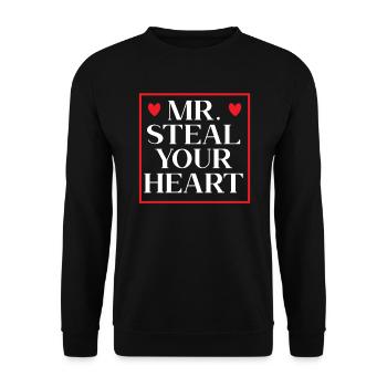 Mr. Steal Your Heart Valentines Day Hearts Day - Unisex Sweatshirt - black - Front - Alina (178cm) & Michal (187cm)
