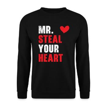 Mr. Steal Your Heart Valentines Day Hearts Day - Unisex Sweatshirt - black - Front - Alina (178cm) & Michal (187cm)