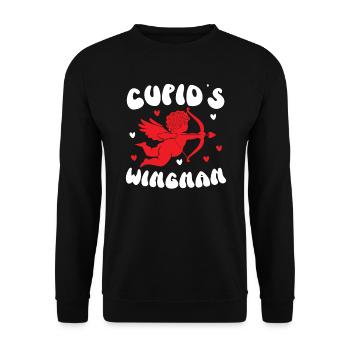 Ailier de Cupidon Saint Valentin Jour du Cœur Cupidon - Sweat-shirt Unisexe - noir - Devant - Alina (178cm) & Michal (187cm)