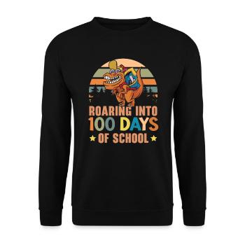 Rugissement dans 100 jours d’amoureux des dinosaures à l’école - Sweat-shirt Unisexe - noir - Devant - Alina (178cm) & Michal (187cm)