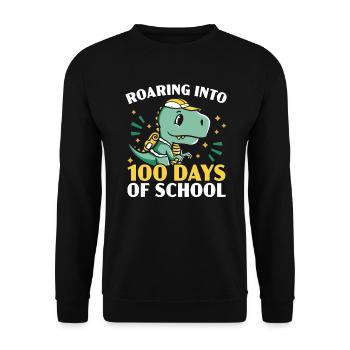Rugissement dans 100 jours d’amoureux des dinosaures à l’école - Sweat-shirt Unisexe - noir - Devant - Alina (178cm) & Michal (187cm)