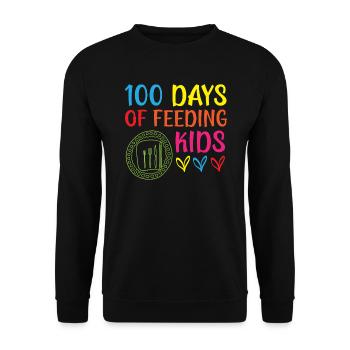 100 Tage Fütterung Kinder Mittagessen Lady School Kantine - Unisex Pullover - Schwarz - Vorne - Alina (178cm) & Michal (187cm)