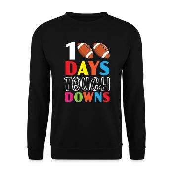 100 Tage Schullehrer Schüler Fußballliebhaber - Unisex Pullover - Schwarz - Vorne - Alina (178cm) & Michal (187cm)