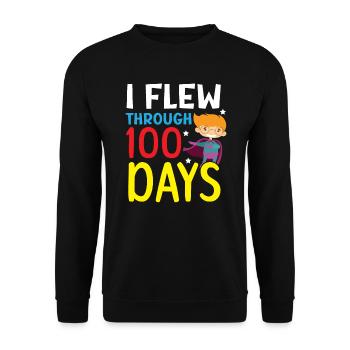 I Flew Through 100 Days Of School Teacher Student - Unisex Sweatshirt - black - Front - Alina (178cm) & Michal (187cm)
