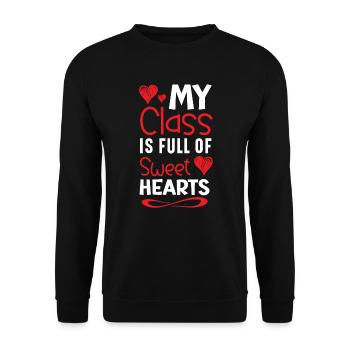 Ma classe est pleine de cœurs doux Saint-Valentin - Sweat-shirt Unisexe - noir - Devant - Alina (178cm) & Michal (187cm)