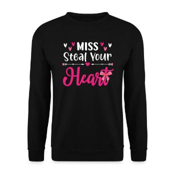 Miss Steal Your Heart Valentines Day Hearts Day - Unisex Sweatshirt - black - Front - Alina (178cm) & Michal (187cm)