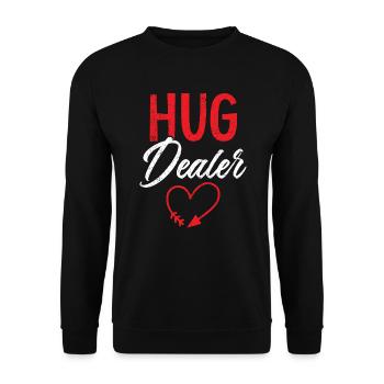 Umarmung Händler Valentinstag Herztag Amor Liebe - Unisex Pullover - Schwarz - Vorne - Alina (178cm) & Michal (187cm)